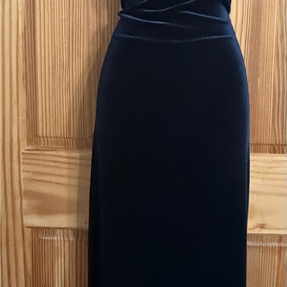 Byer Too! 90’s Y2K Vintage Black Velvet Open Back Formal minimalist HOCO Prom - Picture 2 of 9